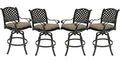 BOTARO Nassau Outdoor Patio 4 Swivel Bar Stools 30" High Cast Aluminum Dark Bronze