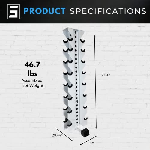 Synergy Custom Fitness 8-Tier Vertical Dumbbell Storage Rack - DBRK8 (Textured Black, Grey, White, Synergy Blue, Red, Orange, Yellow, Blue, Military Green, Military Tan)