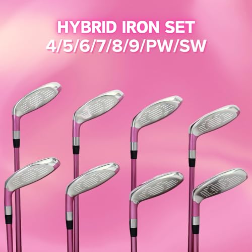 Majek Pink Petite Senior Ladies Golf Hybrids Irons Set