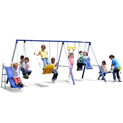 Sportspower Super 9 Metal Swing Set Blue/Yellow