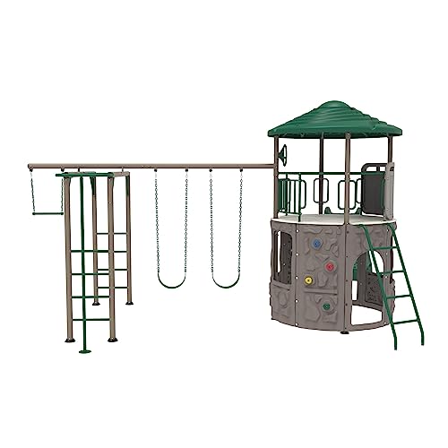 Lifetime Adventure Tower Deluxe Swing Set Playset Earthtone
