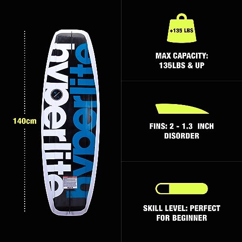 Hyperlite Motive Wakeboard + Frequency Bindings Package - Beginner to Intermediate Riders - 140cm