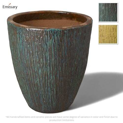 Emissary 21in Teal Stoneware Round Planter