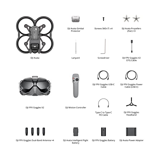 DJI Avata Fly Smart Combo FPV Drone with Goggles V2 4K Video Black