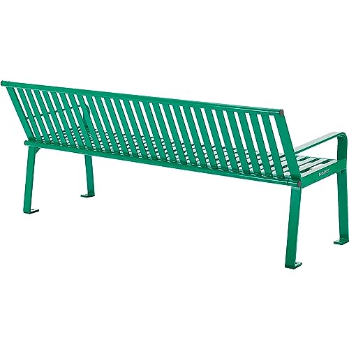 Global Industrial 6 ft Outdoor Park Bench with Back, Vertical Steel Slat Green