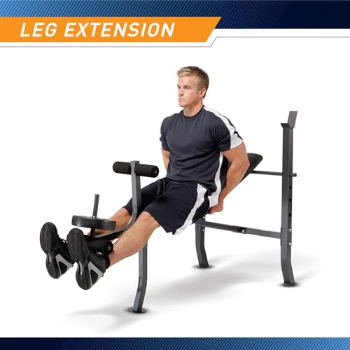 MARCY Diamond Elite MD Standard Bench with 100 lb. Weight Set Black