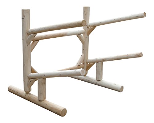 Log Kayak Rack Freestanding 2-Place Storage System Unfinished