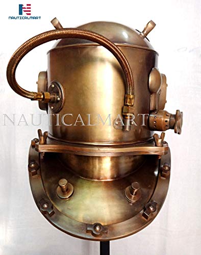 NauticalMart Boston Antique 18" U.S. Navy Diving Helmet Replica Brown
