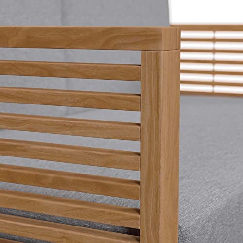 Modway Carlsbad Modern Teak Wood/Fabric Patio Loveseat Natural Gray