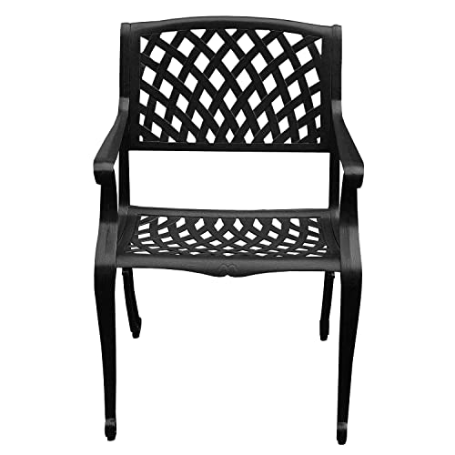 Oakland Living Modern Ornate Outdoor Mesh Aluminum 63-Inch Black Hexagon Patio Dining Set with Six Chairs