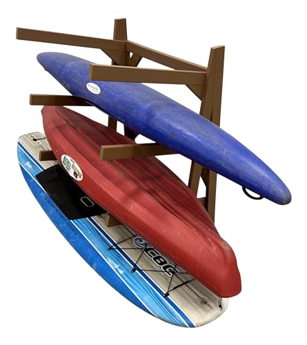 Log Kayak Rack One Sided Recycled Poly Kayak Rack Weatherproof Nutmeg Brown