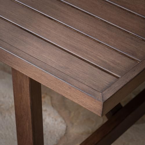 Hanover Fairhope 7-Piece Outdoor Dining Set with 6 Padded Sling Chairs and Trestle Table Tan