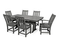 Polywood Vineyard 7-Piece Nautical Trestle Dining Set Slate Grey