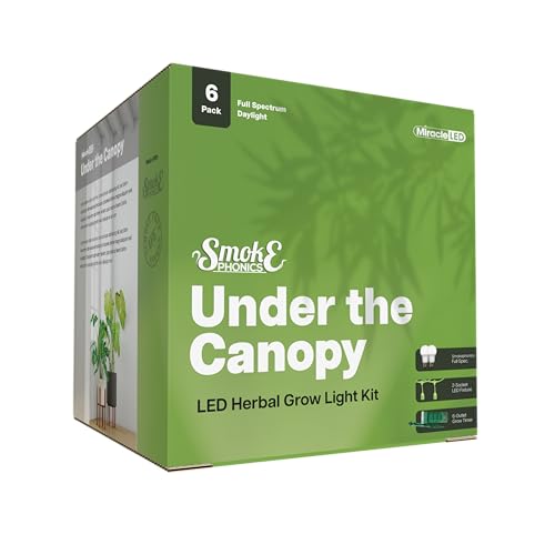 Miracle LED Smokephonics Indoor Grow Light Kit - Full Spectrum 150W Replacement Bulbs & 2-Socket Fixture with Timer (6-Pack)
