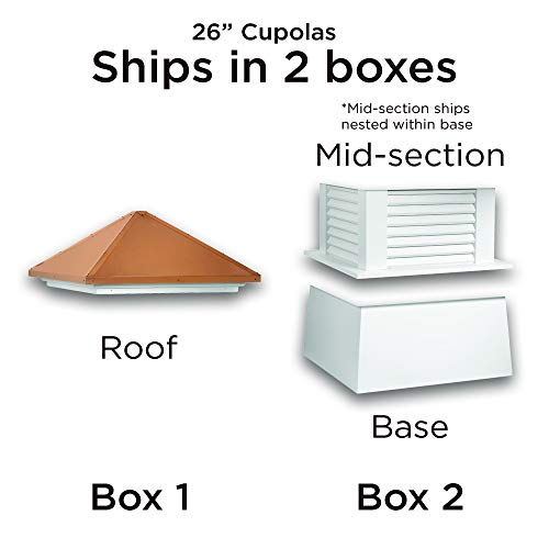 Good Directions 26" Square Coventry Vinyl Cupola with Horse Weathervane White
