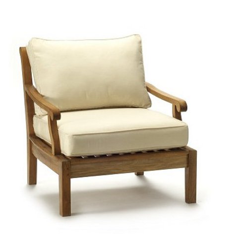 WholesaleTeak Luxurious 4 Piece Teak Sofa Chair Set - 2 Lounge Chairs, Ottoman & Side Table - Sack Collection