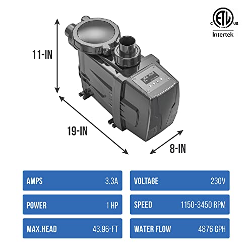 Blue Wave FlowXtreme PRO VS 230V Variable Speed In-Ground Pool Pump Black