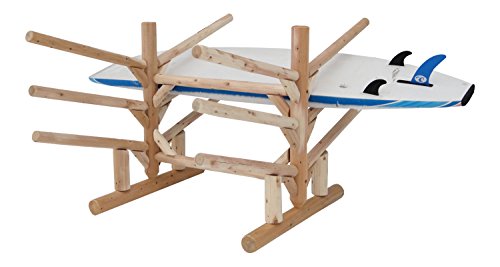 Log Kayak Rack Low 6 Place SUP and Surfboard Rack Natural