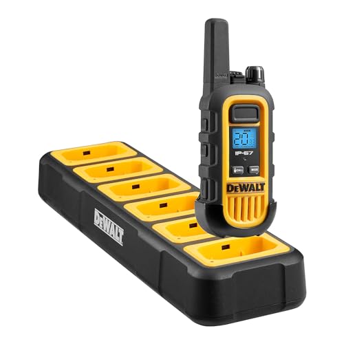 DEWALT DXFRS300 Heavy Duty Waterproof Walkie Talkies Black - 24 Pack with 4X Gang Chargers
