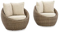 Signature Design by Ashley DANSON Swivel Lounge Chairs with Cushion, 2 Count, Light Brown