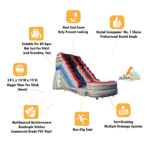 JumpOrange Commercial Inflatable Water Slide with Splash Pool Titanium