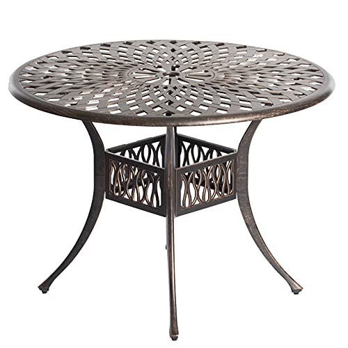Gardenised Bronze Indoor and Outdoor Dining Set with 4 Chairs and 1 Table, Bistro Patio Cast Aluminum