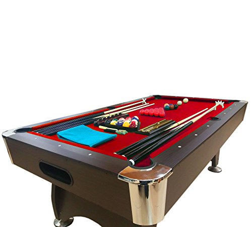 SIMBASHOPPING USA 8' Feet Billiard Pool Table Vintage Red Brown and Red