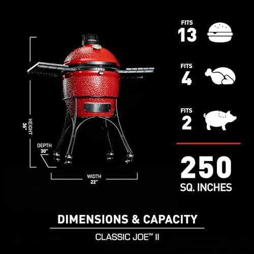Kamado Joe Classic Joe Series II 18-Inch Ceramic Charcoal Grill and Smoker Red