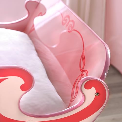 Furniture of America McHenry Twin-Size Princess Carriage Bed with Curtain and Slat Kit Pink
