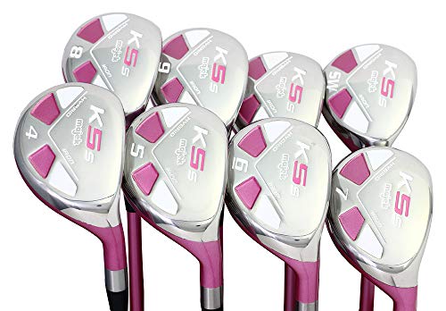Majek Pink Ladies Golf Hybrids Irons Set Ultra Light Weight Forgiving Fuchsia Woman