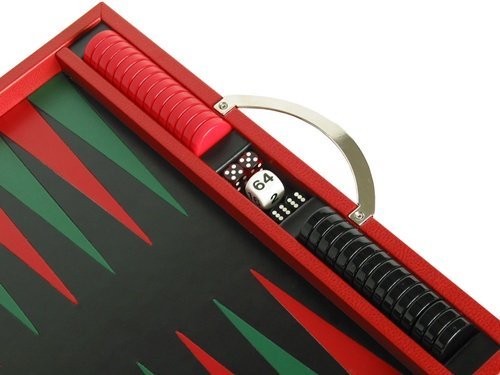 Zaza & Sacci Leather Backgammon Set 15" Travel Attache Case Red
