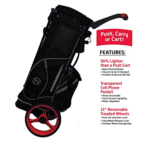 Zero Friction Wheel Pro Push Cart & Stand Bag Black
