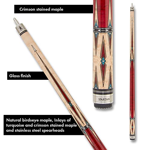 Spartan Billiards Pool Cue Stick - Crimson Stained Handle - Multi