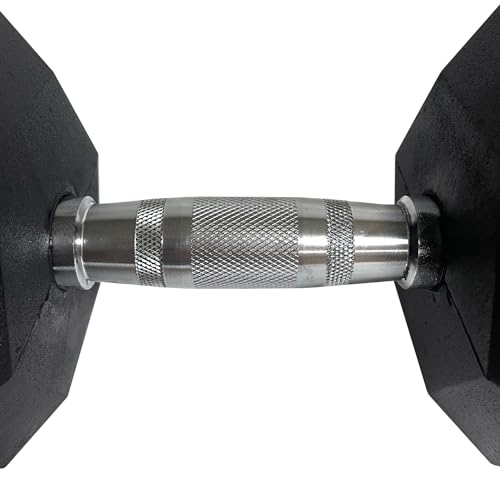 Fitness First Rubber Hex Dumbbell Pairs 85 lbs Black