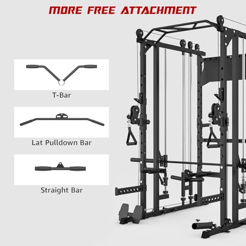 Liksodo Smith Machine Power Cage Rack with Cable System Black