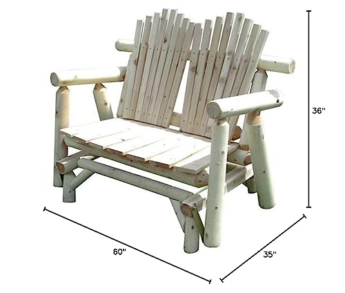 Furniture Barn USA Outdoor White Cedar Log Adirondack Loveseat Glider White Cedar