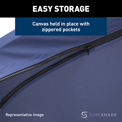 SureShade Power Pontoon Bimini Top Black Anodized Frame Navy