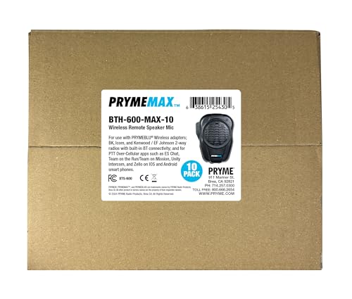PRYME® PRYMEMAX™ BTH-600-MAX Wireless Speaker Microphone for 2-Way Radios with Bluetooth - 10-Pack
