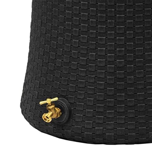 Good Ideas Impressions 50 Gallon Nantucket Rain Barrel Water Collector with Garden Planter and Brass Spigot Black