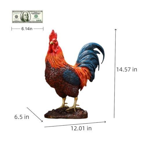 FENGSHUI-CAISHEN Large Colorful Pure Copper Rooster Statue