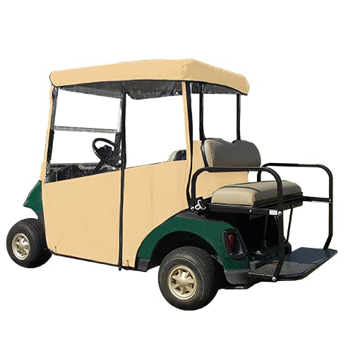DOORWORKS GOLF CART ENCLOSURES Golf Cart Cover – 3-Sided “Over-The-Top” Enclosure for Yamaha Drive/Drive 2 – Marine Grade Vinyl - Tan