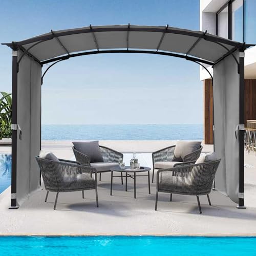 ANTSKU 9'x11' Outdoor Pergola with Arched Roof and Waterproof Canopy Cover Gray