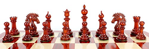 House of Chess Bud Rosewood/Boxwood Staunton Chess Pieces 4.5" Triple Weighted with Extra Queens