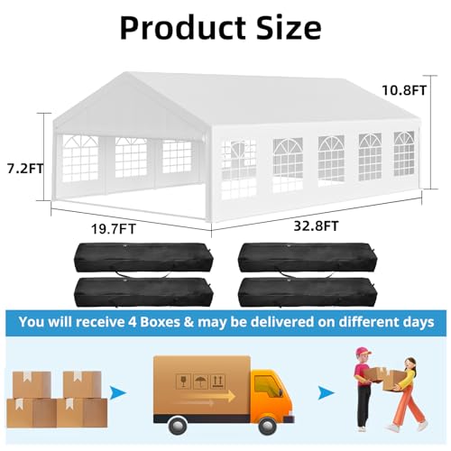 Acekool 20x32 FT Outdoor Tent with Removable Sidewalls White