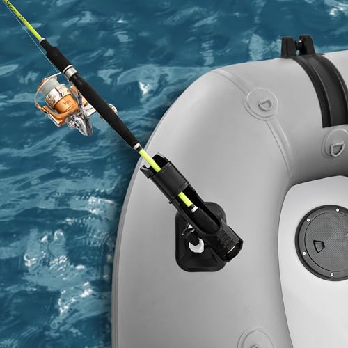 ALEKO Inflatable Boat 4 Person Fishing Raft Aluminum Floor Light/Dark Gray