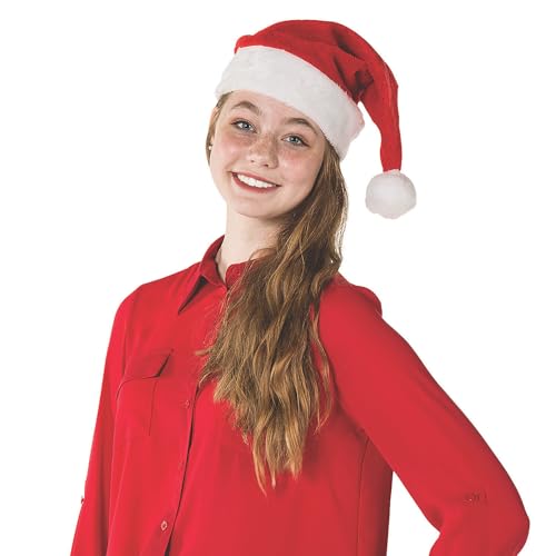 Fun Express Bulk Plush Santa Hats 144 Pieces Red