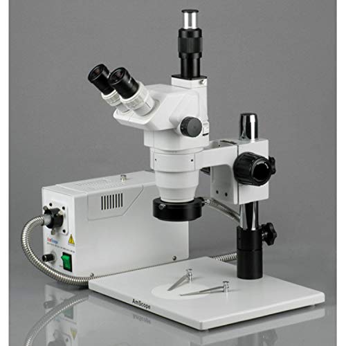 AmScope Professional Trinocular Stereo Zoom Microscope with Fiber-Optic Ring Light