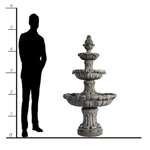 XBrand 3-Tier Outdoor Freestanding Bird Bath Fountain with Pump Gray