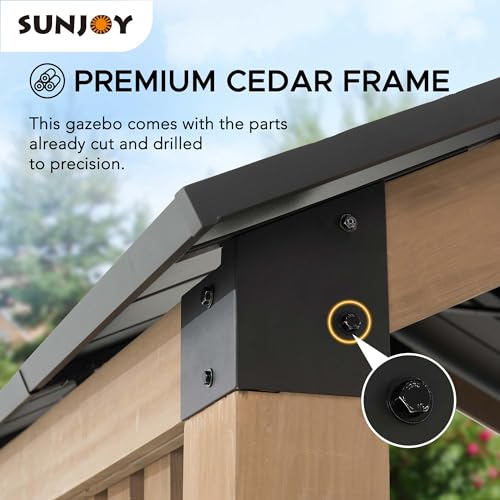 SummerCove 11x11 ft. Hardtop Gazebo Cedar Frame with Privacy Screen Matte Black