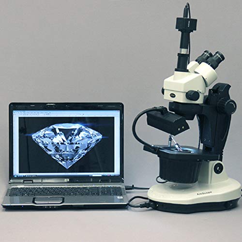 AmScope Digital Trinocular Gemology Stereo Zoom Microscope 3.5X-90X White/Black
